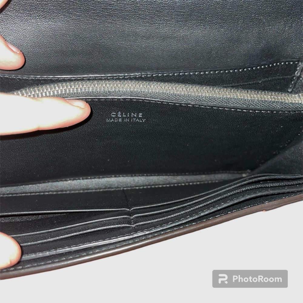 CELINE Red Orange Pebbled Leather Long Flap Wallet - Picture 6 of 17